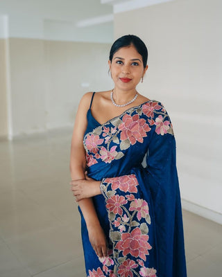 Rangoli : Multi-Threaded Embroidery & Sequin Work Saree