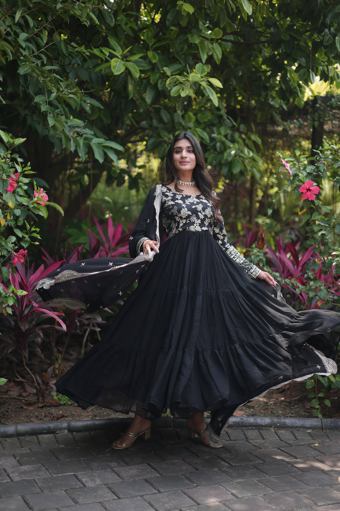Eva : Faux Blooming Bliss Special Gown and Dupatta with Sequins Embroidery